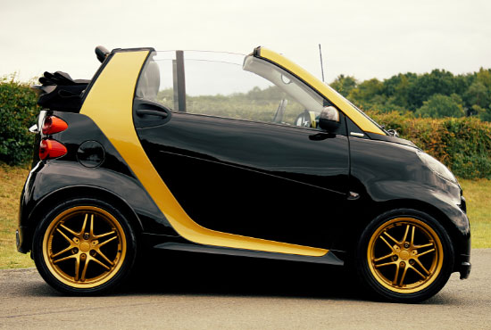 Beautiful Black and Yellow Smart Car