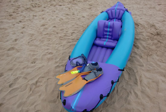 Inflatable Kayak and Fins