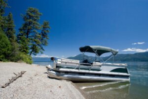 Pontoon on lake